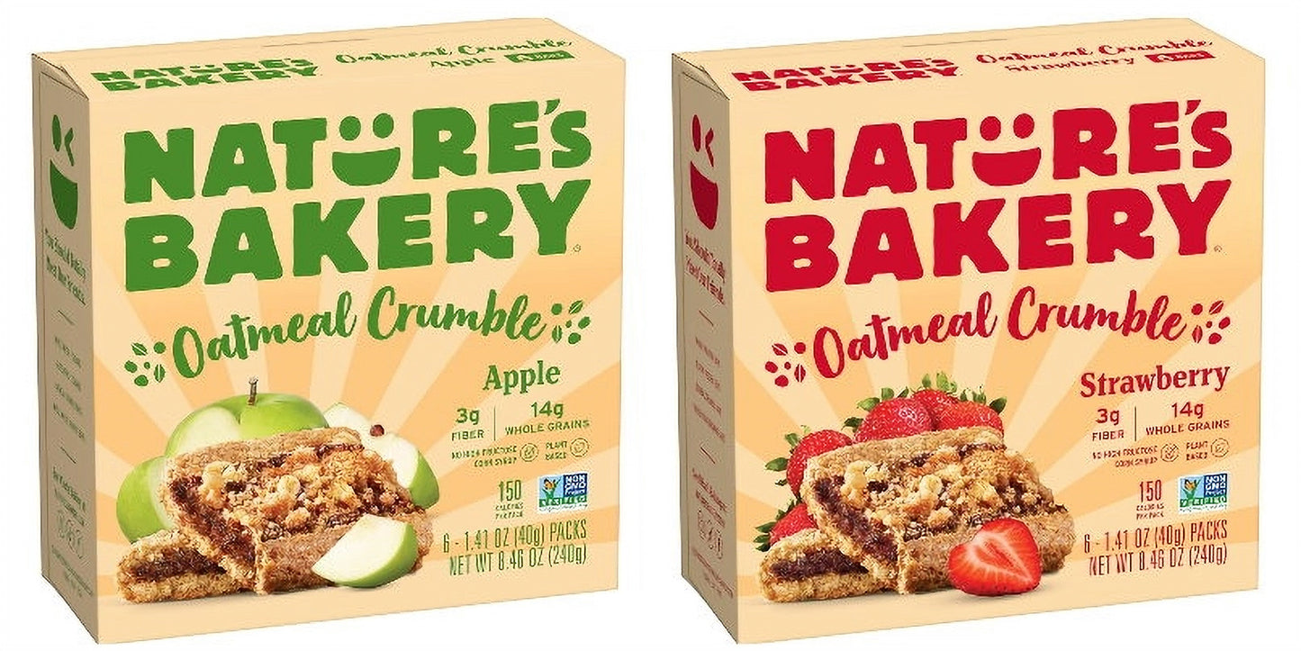 Nature's Bakery Oatmeal Crumble Apple & Strawberry Bars Bundle front package image - Pops Trading Company