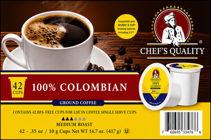 Chef's Quality 100% Colombian Single Serve Coffee Cups 42ct product image at Pops Trading Company