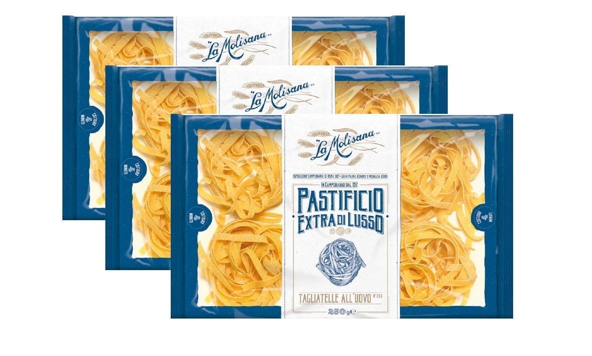 La Molisana Tagliatelle Egg Pasta – 3 Pack (3 × 8.8 oz Boxes) front package image - Pops Trading Company
