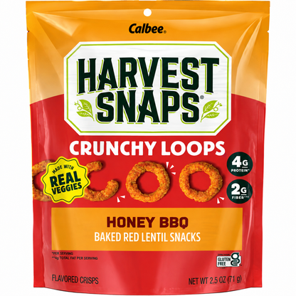 Harvest Snaps Crunchy Loops Honey BBQ Baked Red Lentil Snacks, Gluten Free, Non-GMO