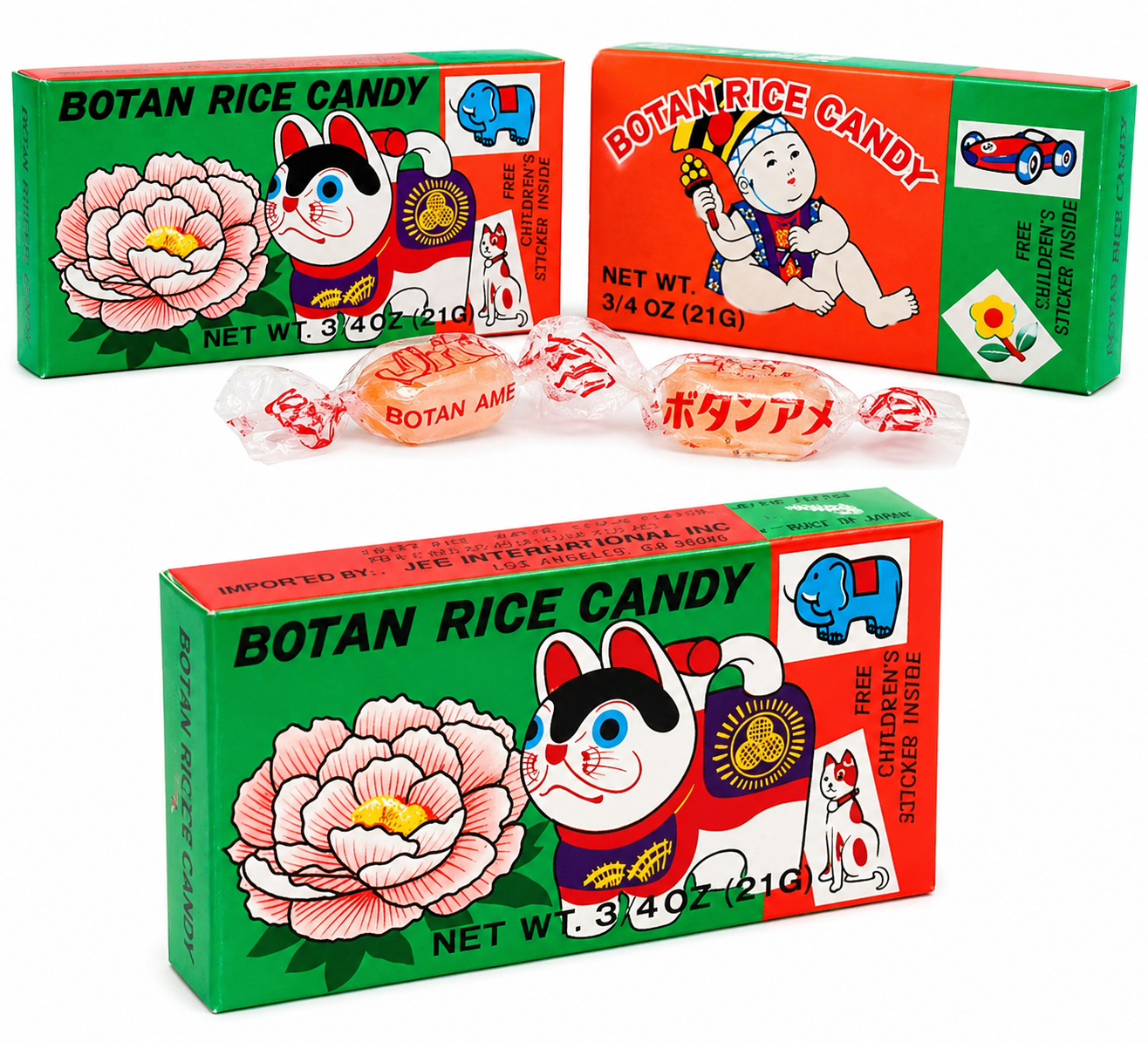 Botan Rice Candy Japanese Citrus Candy w/ Collectible Sticker by JFC International product packaging
