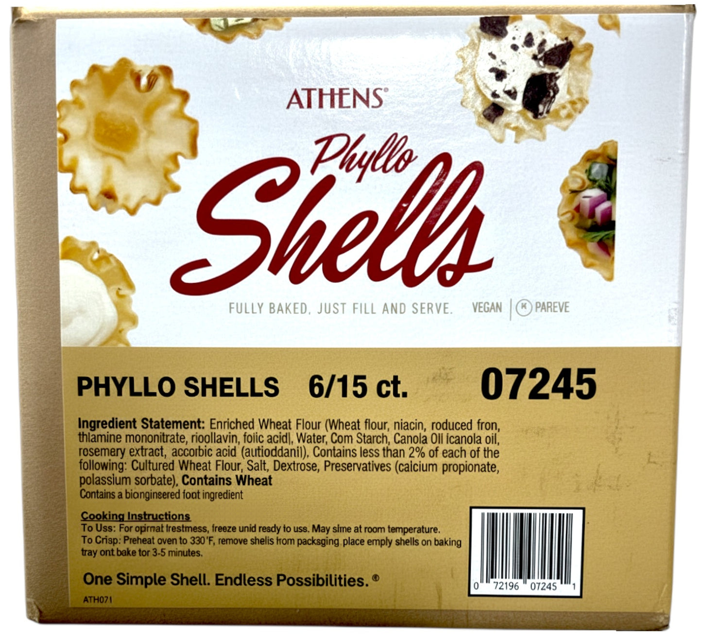 Athens Mini Fillo Shells, 90ct Box package detail image - Pops Trading Company