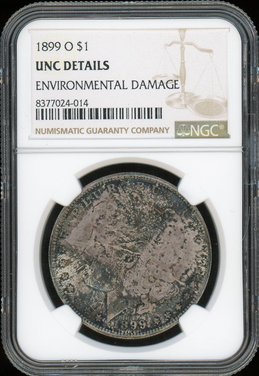 1899-O Morgan Silver Dollar NGC UNC Details Environmental Damage Certified Coin 014 product image - Pops Trading Company