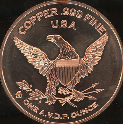 USA Copper Round 1 oz .999 Fine Copper One Nation Under God Eagle Design by Generic Mint product packaging