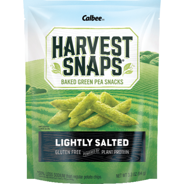 Calbee Harvest Snaps Lightly Salted Snapea Crisps 3.3 oz front package image - Pops Trading Company