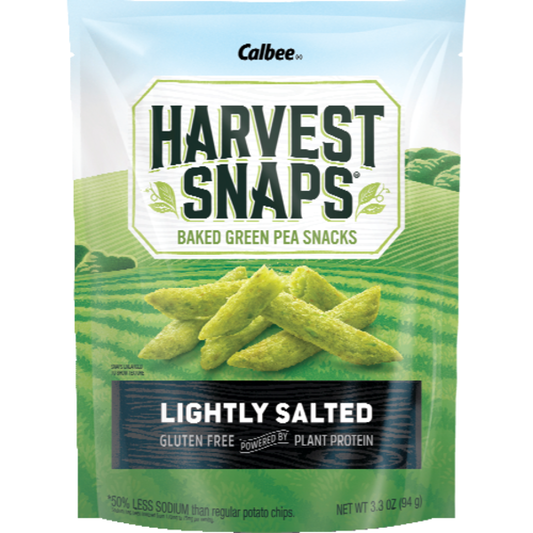 Calbee Harvest Snaps Lightly Salted Snapea Crisps 3.3 oz front package image - Pops Trading Company