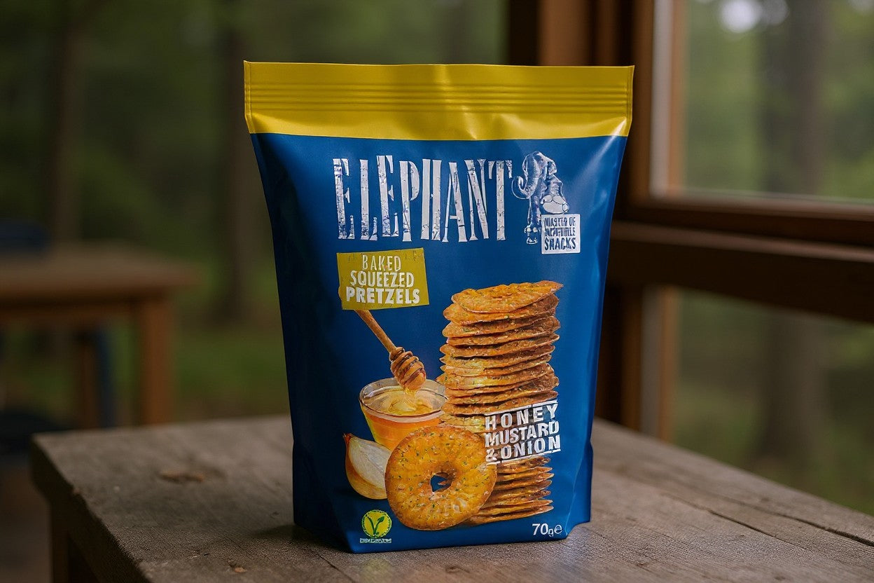 Elephant Baked Squeezed Pretzels Honey Mustard product image at Pops Trading Company