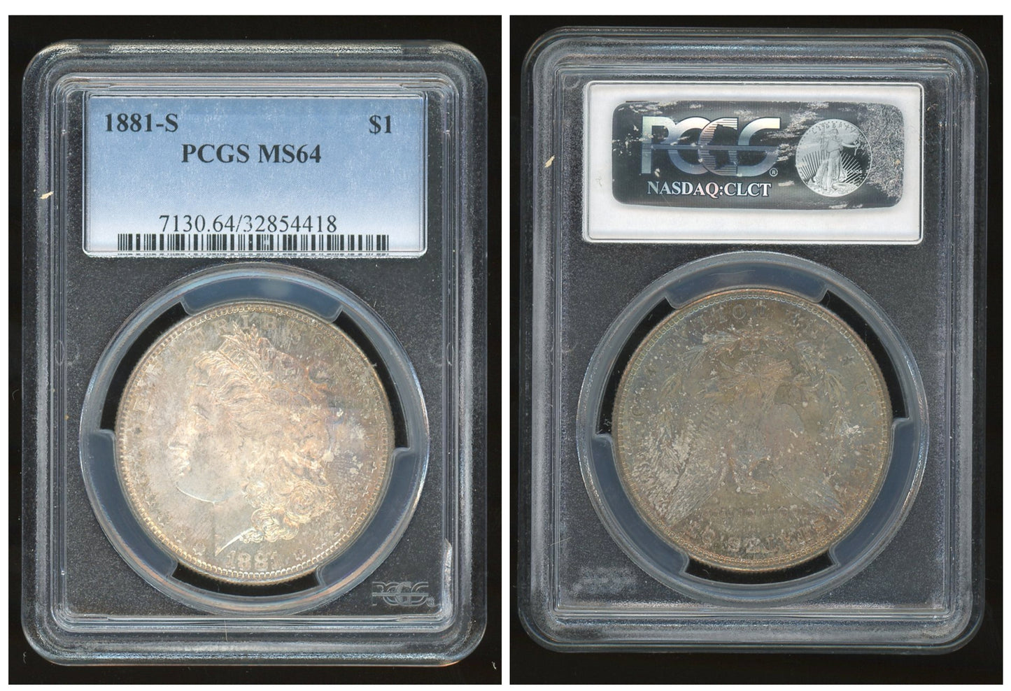 Certified 1881-S Morgan Silver Beautifully Toned Dollar PCGS MS64 Graded US Coin 416 product image - Pops Trading Company