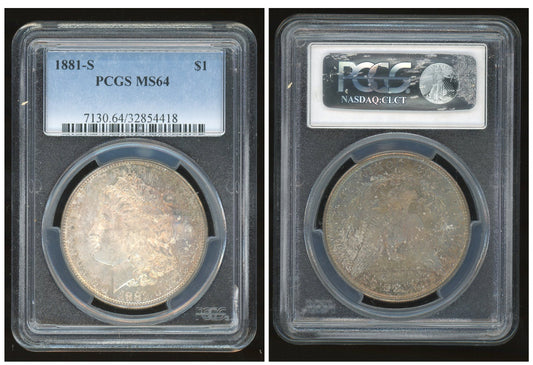 Certified 1881-S Morgan Silver Beautifully Toned Dollar PCGS MS64 Graded US Coin 416 product image - Pops Trading Company
